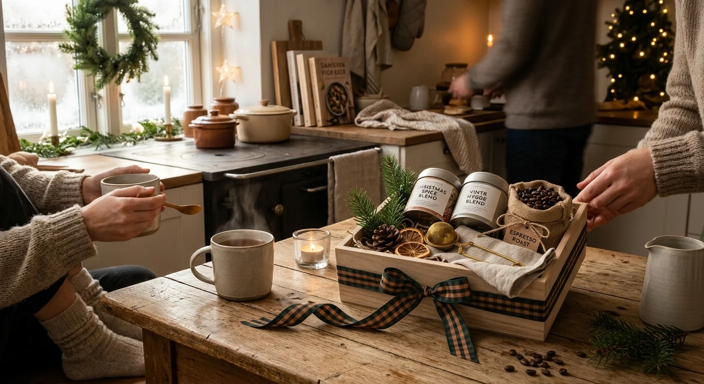 Julegave til svigerforældre — te og kaffe i gavekasse