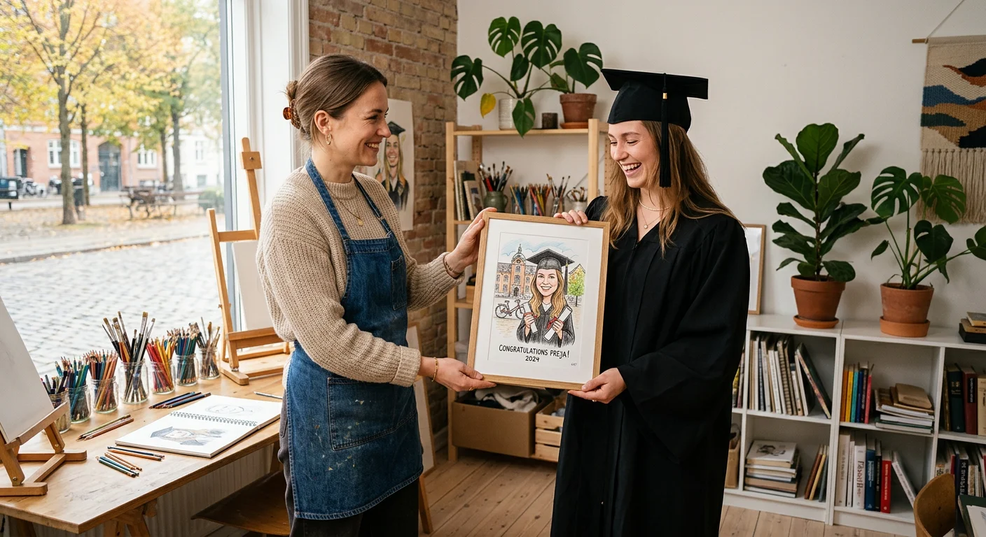 Personlig karikaturtegning og gaveæske til studenten — populære valg som studentergave