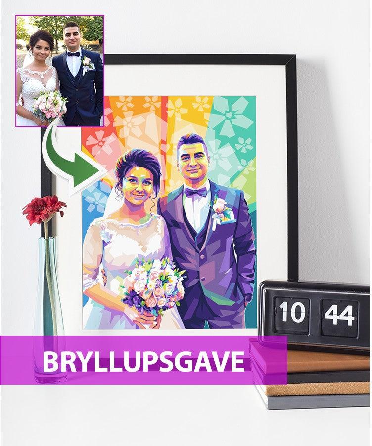 Bryllupsgave - pop art tegning efter dine fotos — bryllupsgave fra Justkarikatur