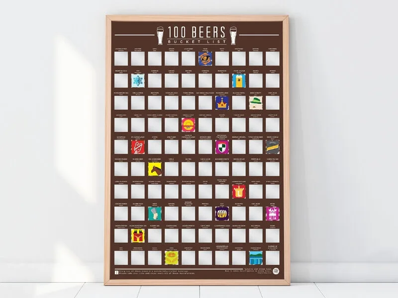 100 Beers Skrabeplakat — studentergave fra Coolstuff