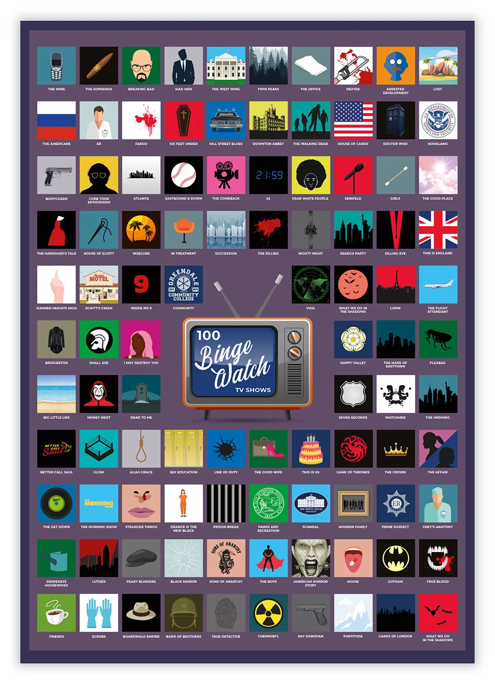 Mad Monkey Skrabeplakat - Top 100 Serier — studentergave fra avXperten 